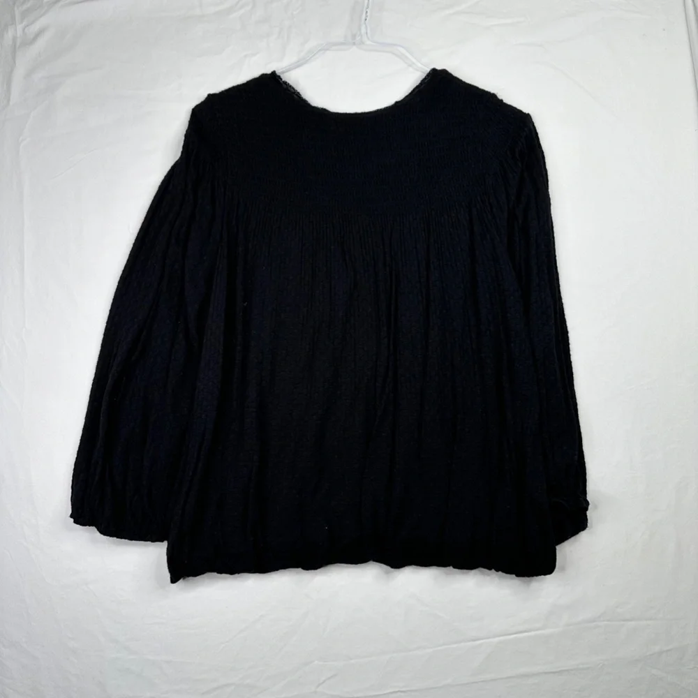 Free‎ People Begonia Black Embroidered Top M